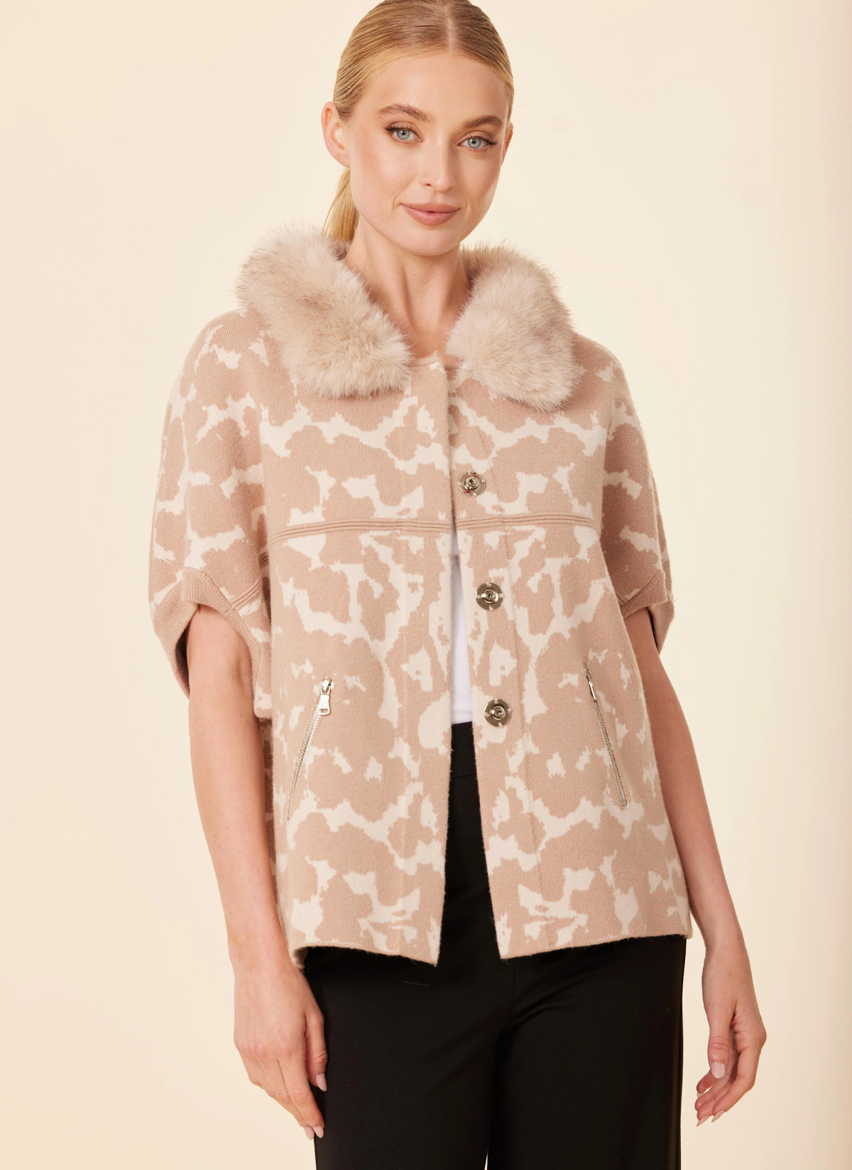 Faux Fur Trim Cardigan