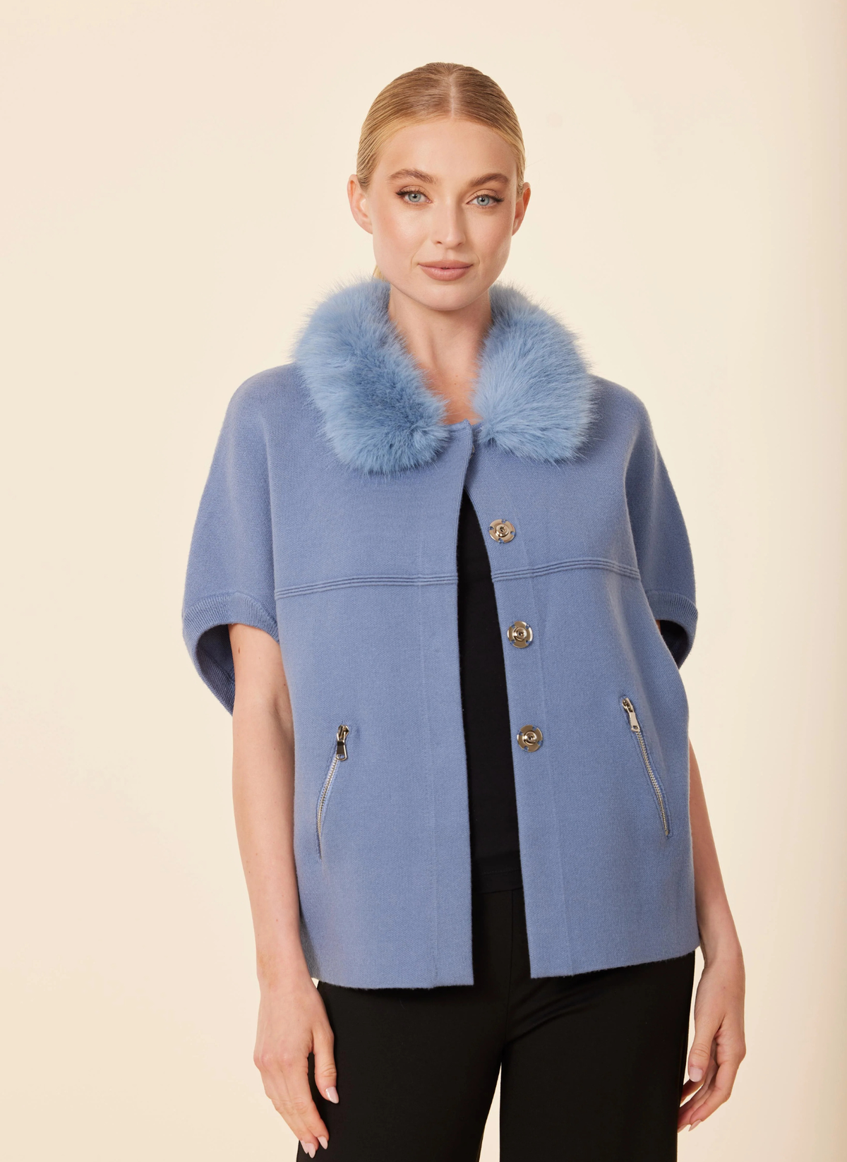 Faux Fur Trim Cardigan