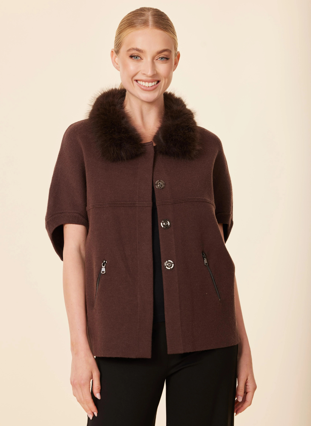 Faux Fur Trim Cardigan