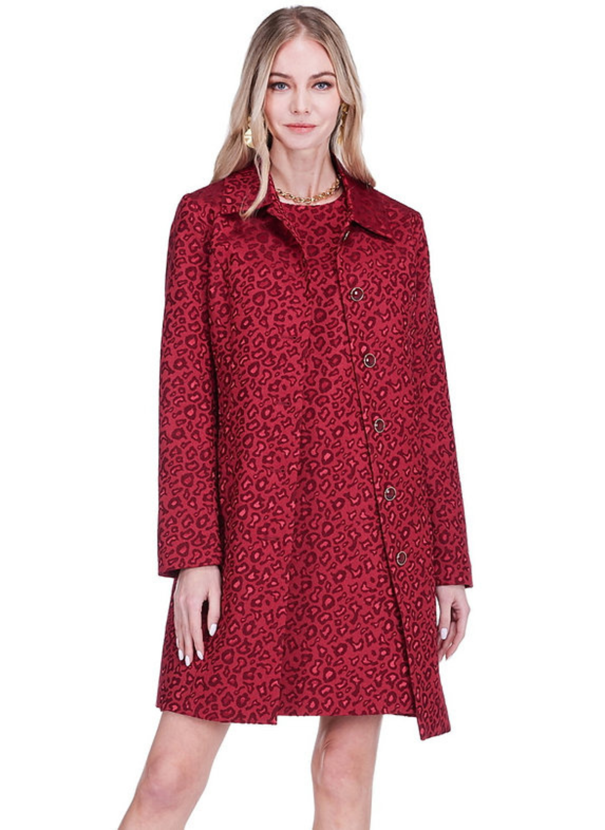 Cheetah Brocade Fitted Coat