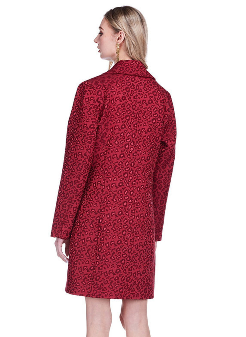 Cheetah Brocade Fitted Coat