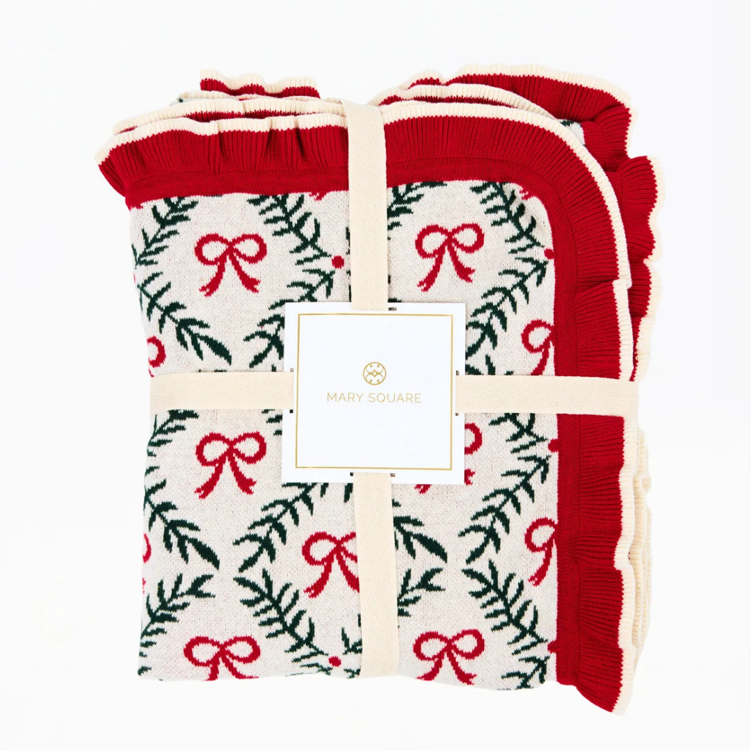 Holiday Knit Ruffle Blanket