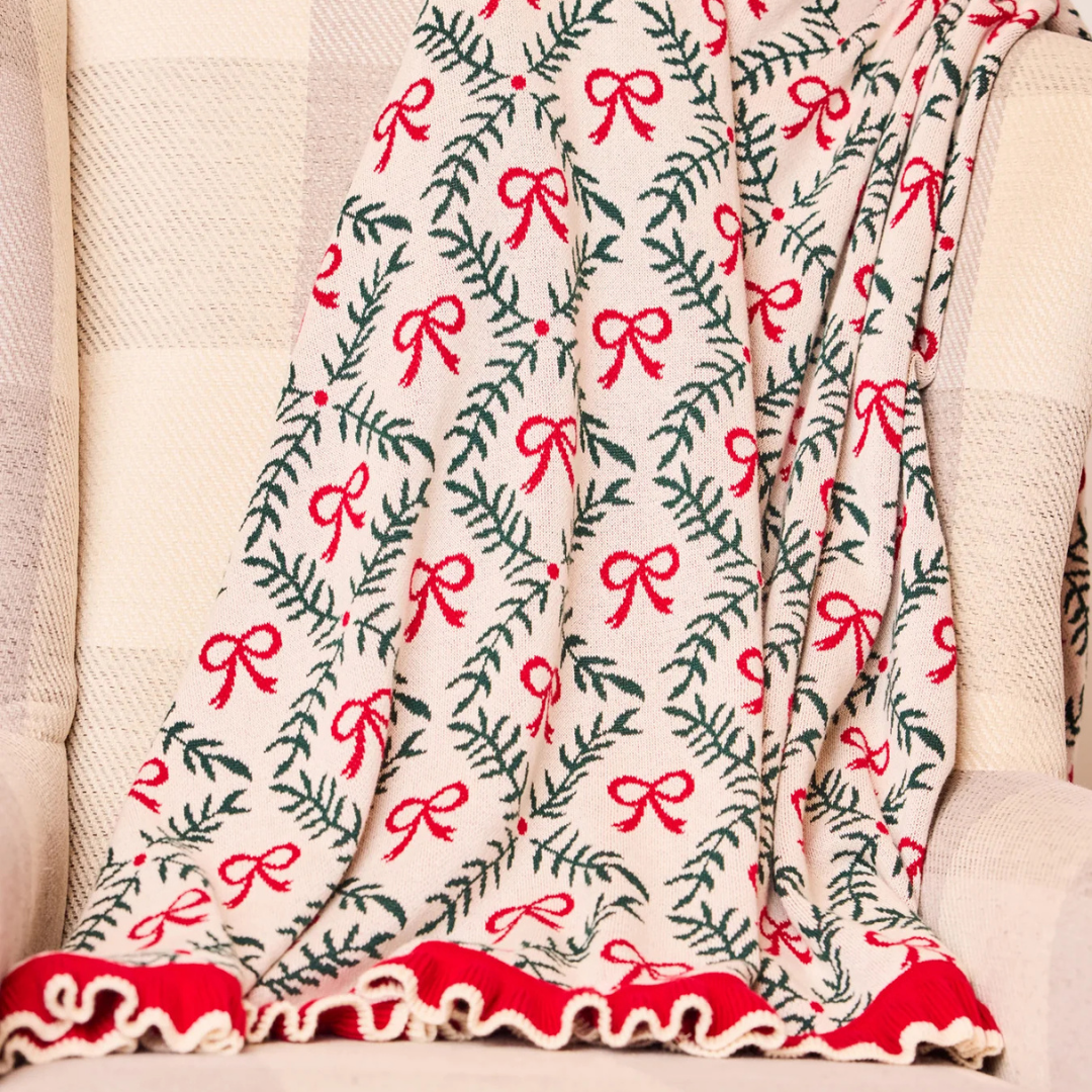 Holiday Knit Ruffle Blanket