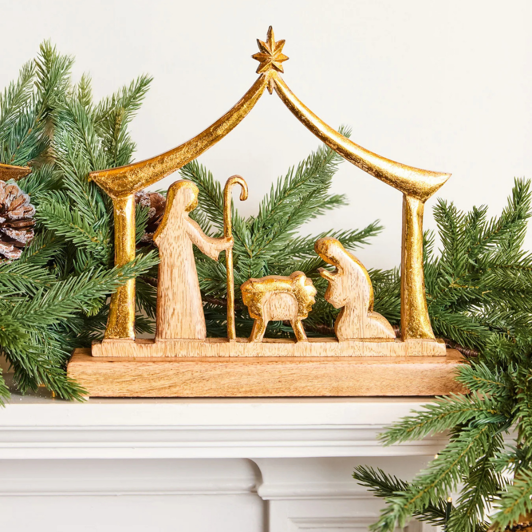 Wooden Manger Scene