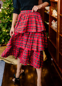 Plaid Tiered Midi Skirt