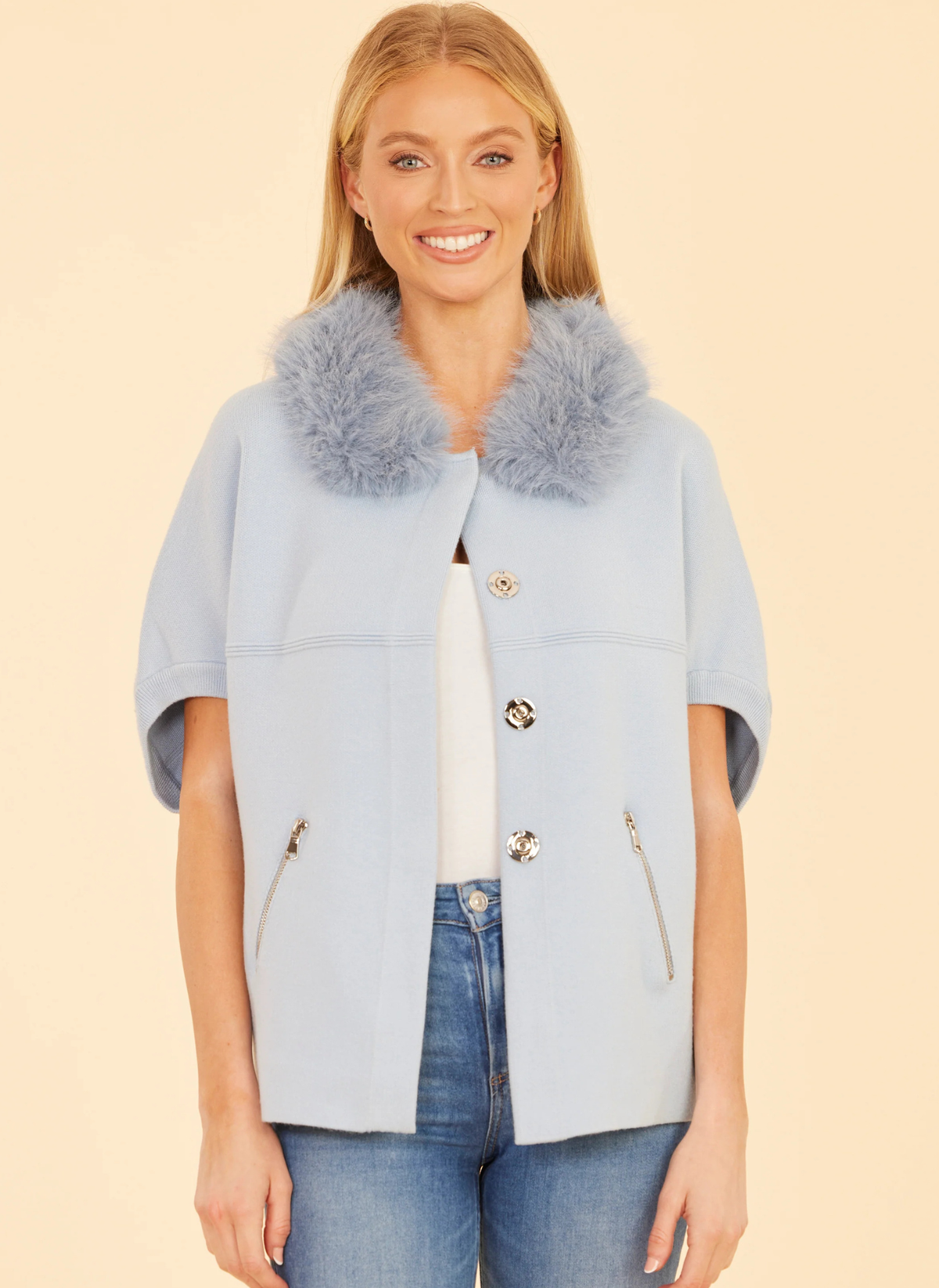 Faux Fur Trim Cardigan