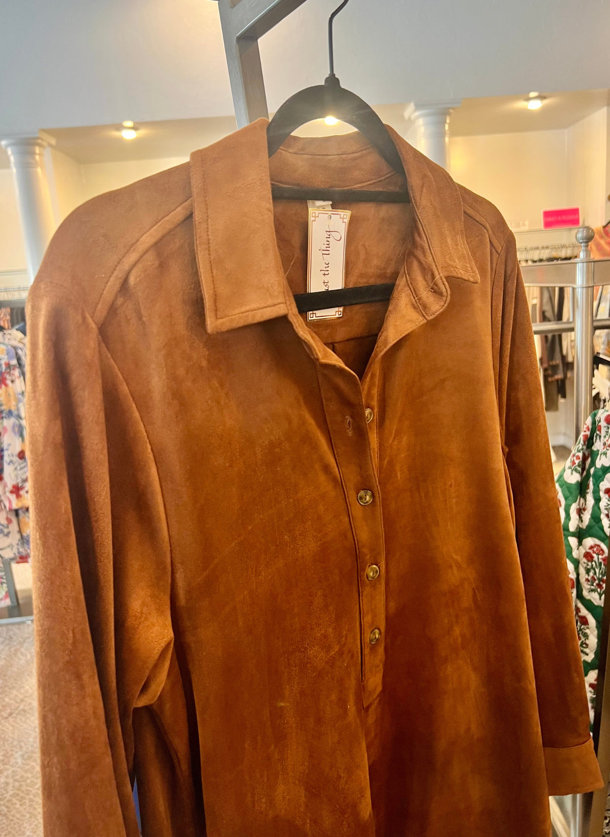 Suede Swing Shirt Dress