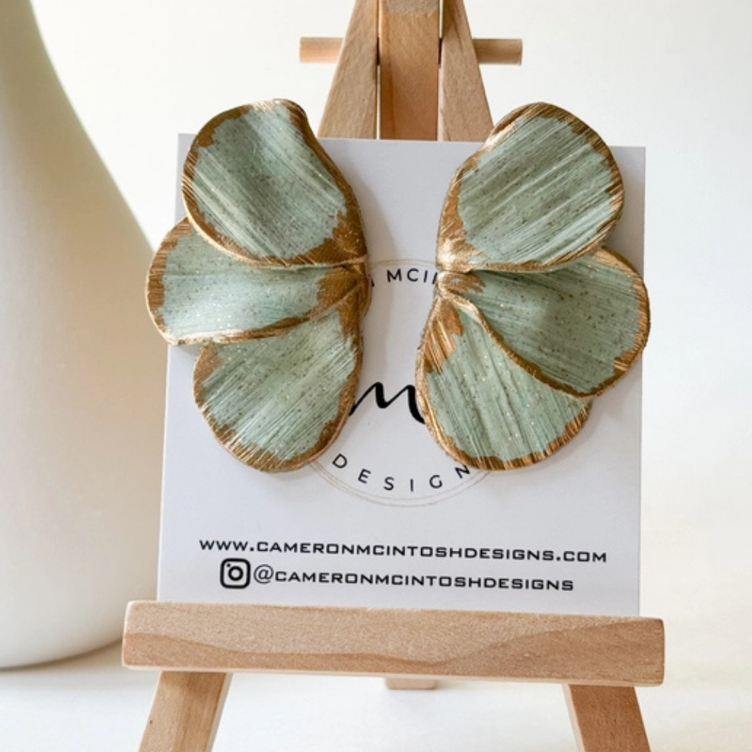 Polymer Clay Gold Leaf Earrings