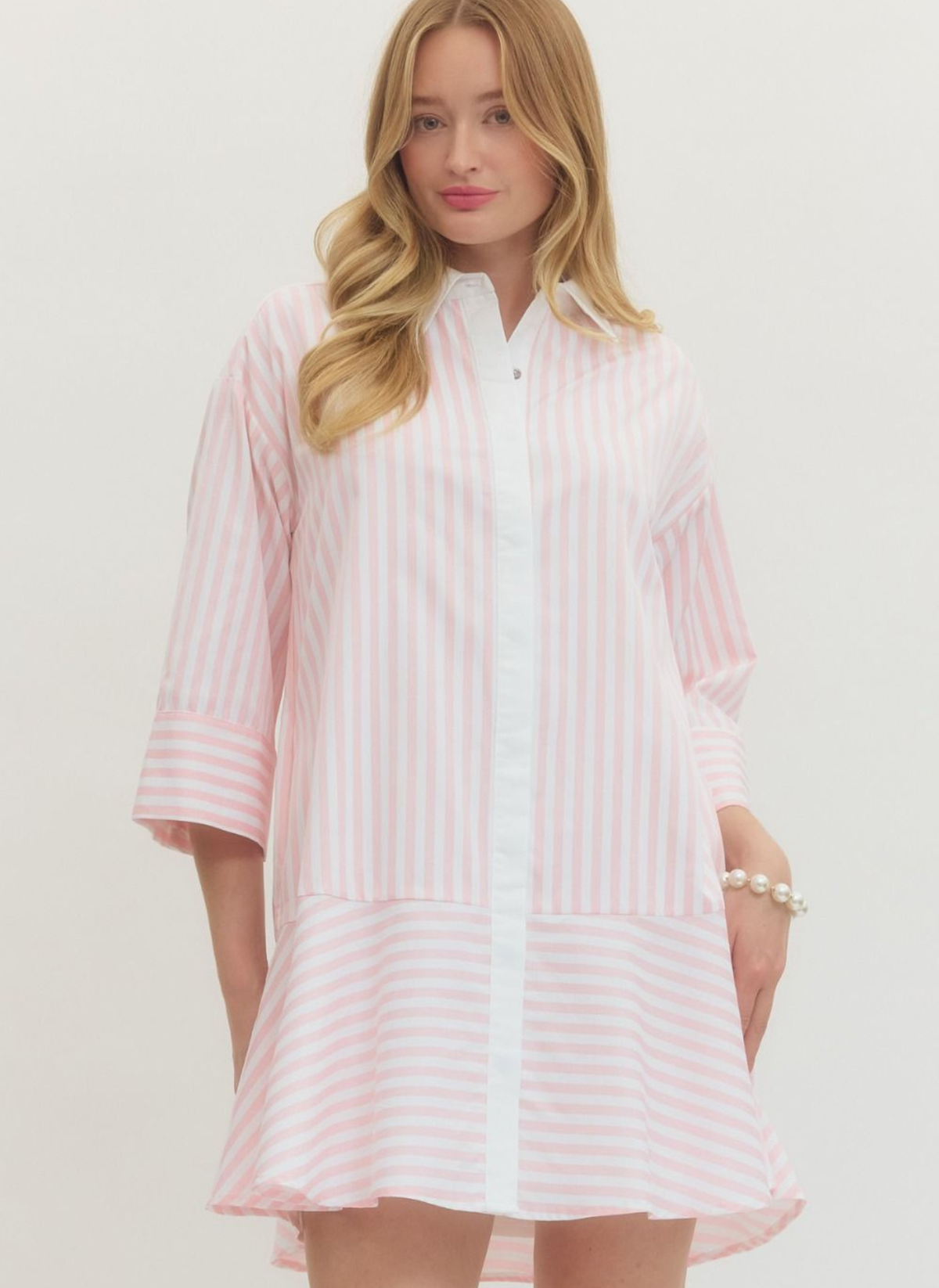Swing Hem Stripe Shirt Dress