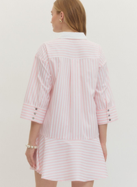 Swing Hem Stripe Shirt Dress