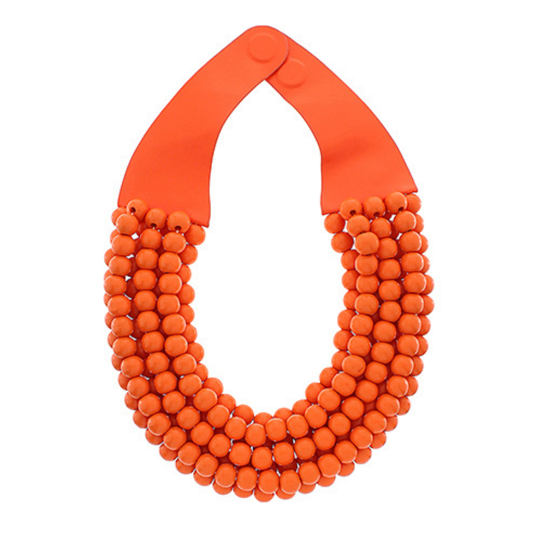 Wooden Bead Multi Row Necklace