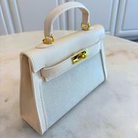 Linen Detail Mini Structured Handbag