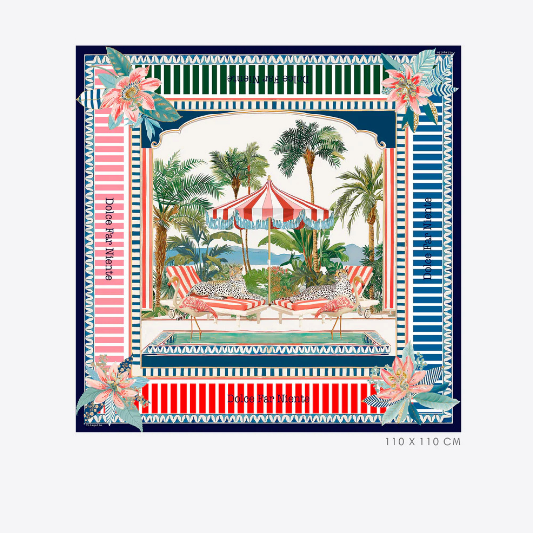Dolce Far Palm Print Silk Scarf