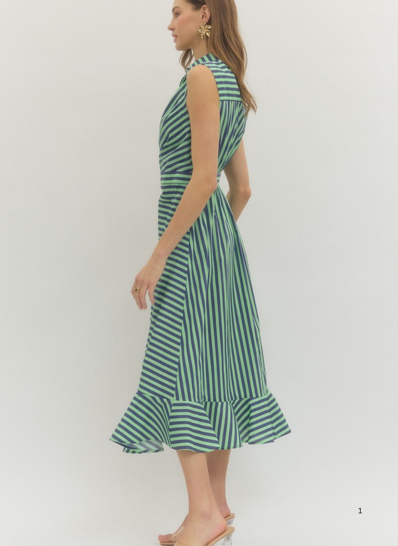 Wrap Around Stripe Shirt Dress