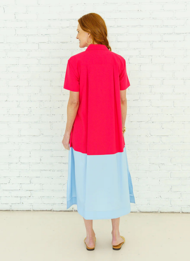 Millie Color Block Dress- Red + Blue