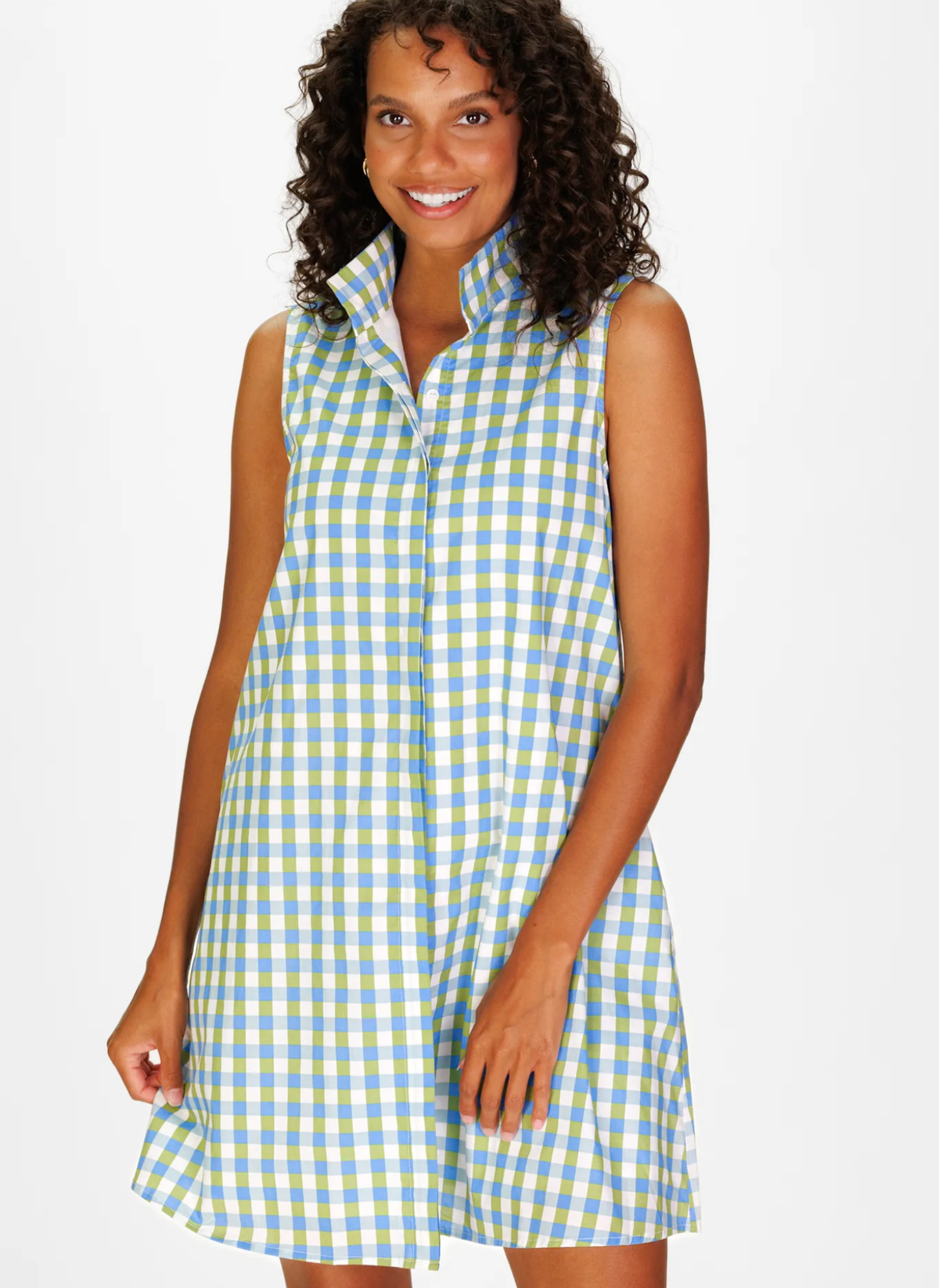 Jan Dress- Green & Blue Gingham