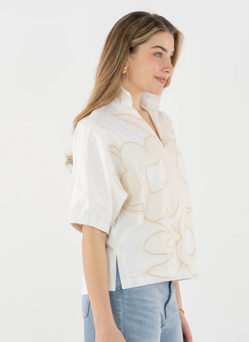 Poppy Top- Beige Bloom
