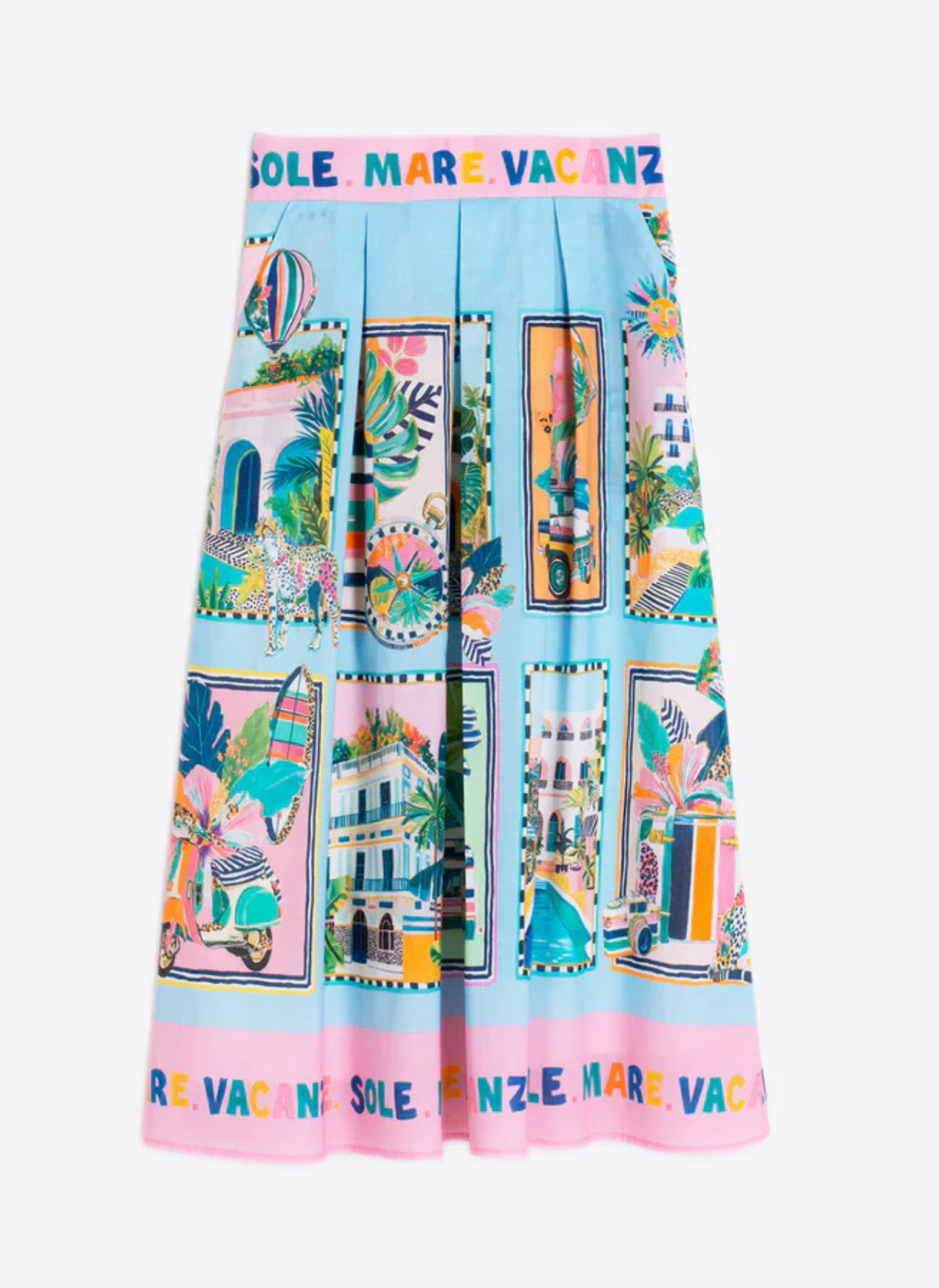 Blue Holiday Print Skirt