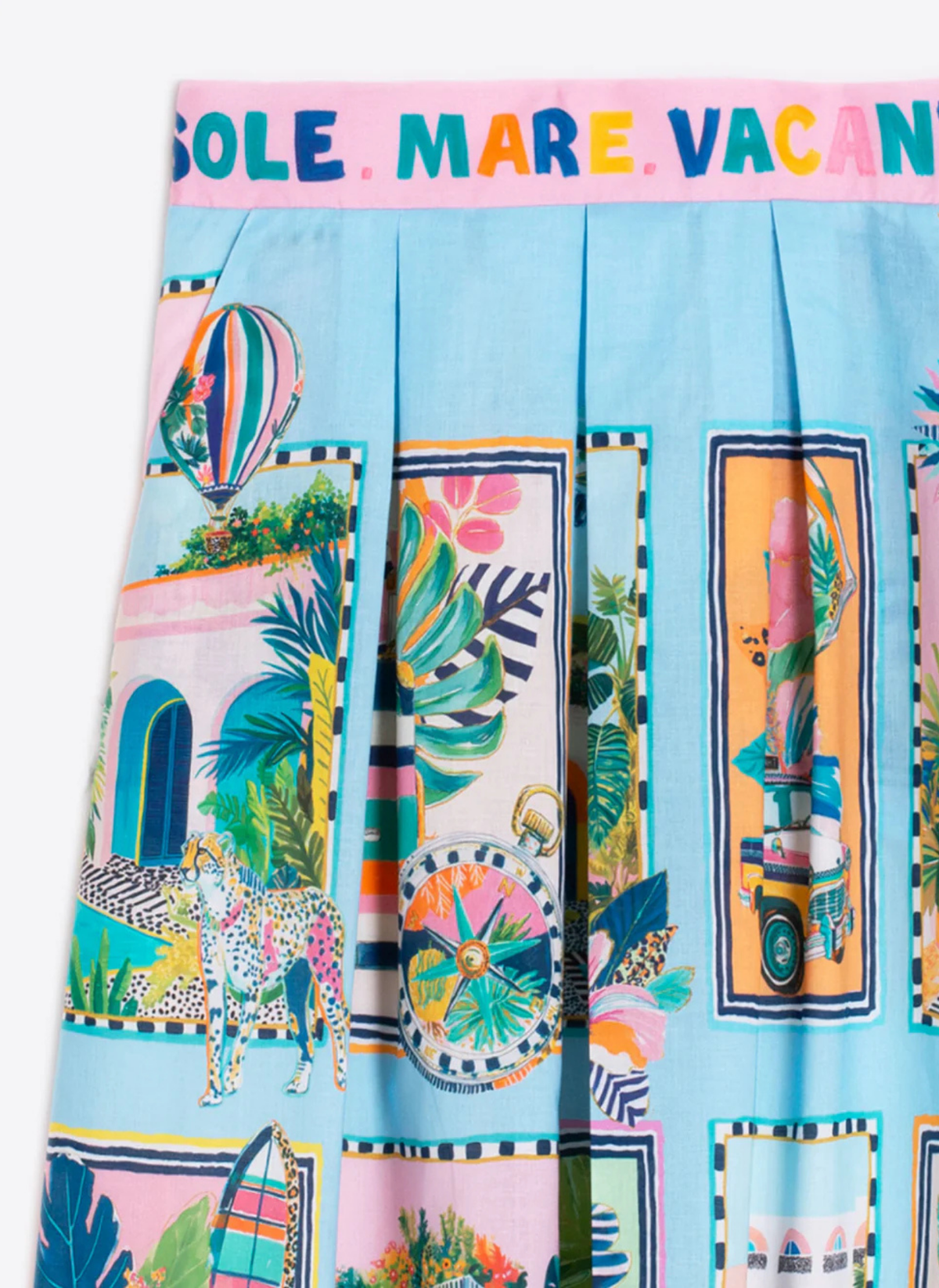 Blue Holiday Print Skirt