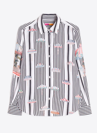 Umbrella Print Black Stripe Shirt