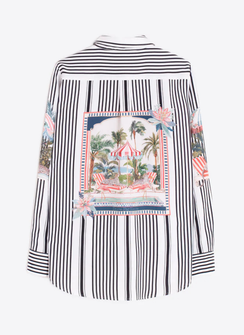 Umbrella Print Black Stripe Shirt