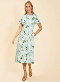Hampton Convertible Midi Dress- Quatrefoil Blue