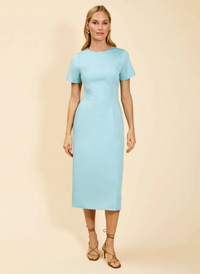 Hampton Convertible Midi Dress- Quatrefoil Blue