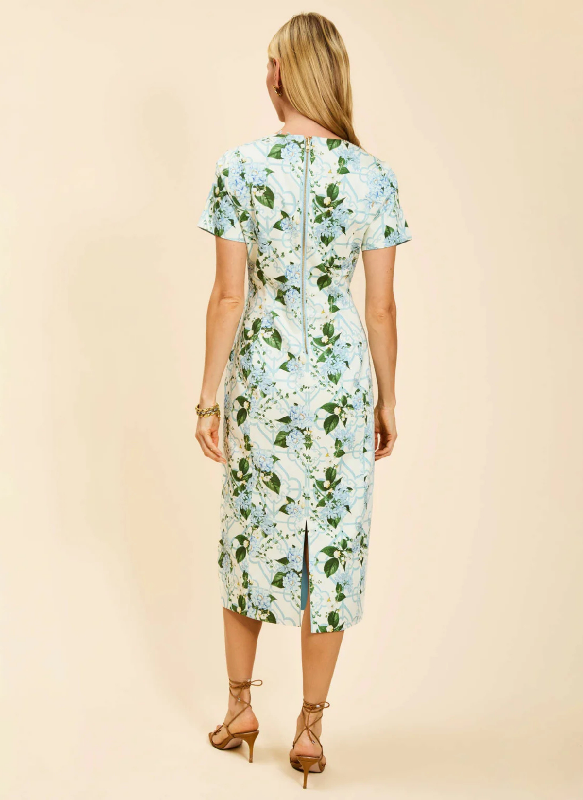 Hampton Convertible Midi Dress- Quatrefoil Blue