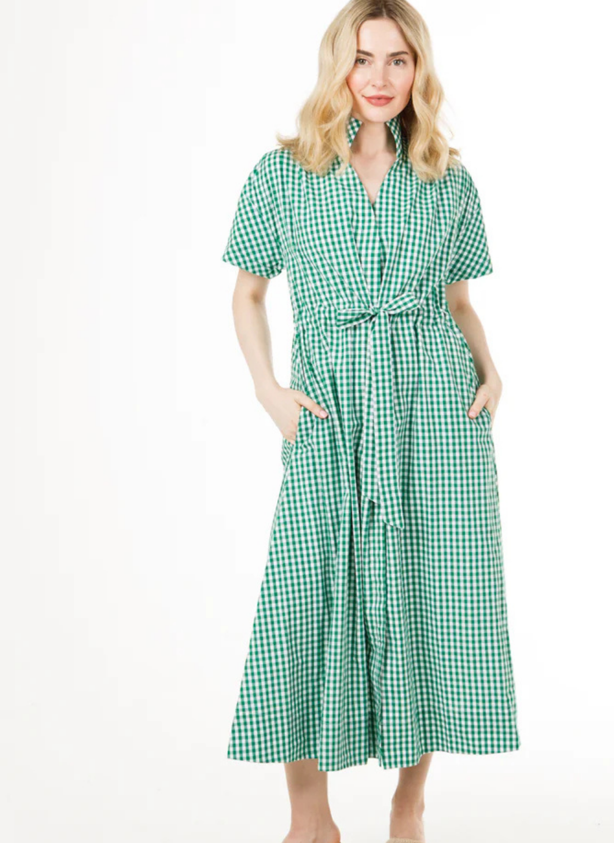 Bria Dress- Green + White Gingham