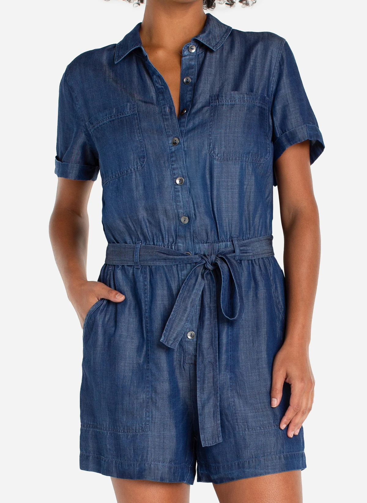 Short Sleeve Denim Romper