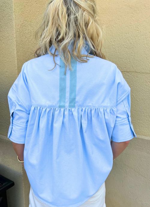 Boxy Button Up Ribbon Top