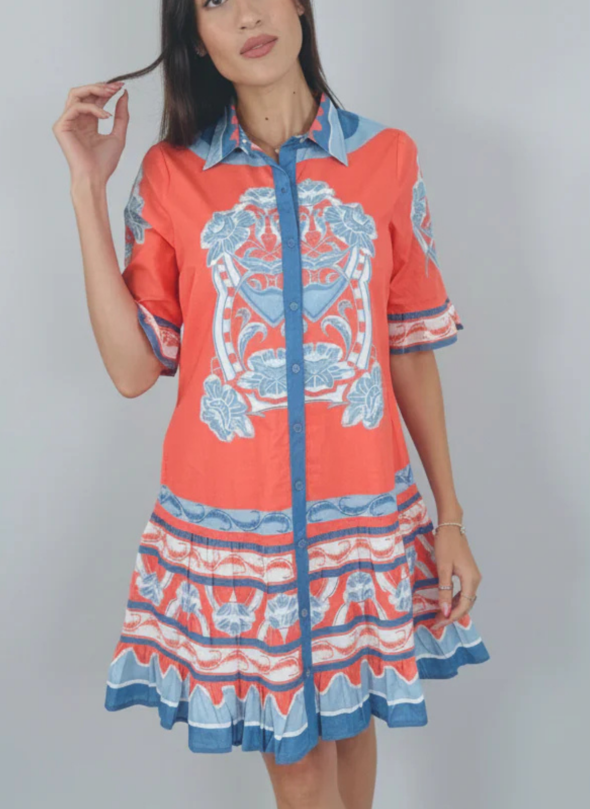 Lisbon Mini Dress- Bouquet Coral