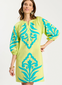 Sara Applique Dress- Lime