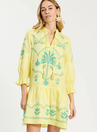 Nikki Linen Embroidered Dress