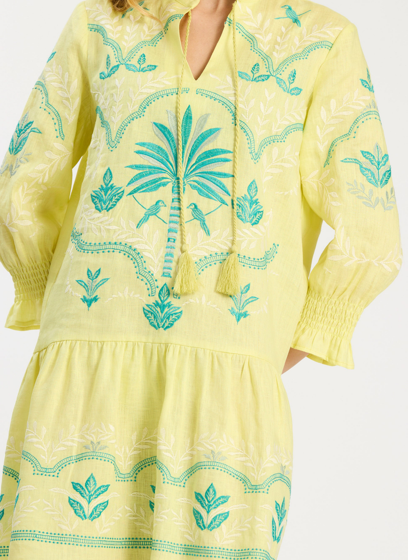 Nikki Linen Embroidered Dress