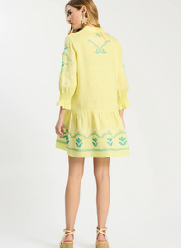 Nikki Linen Embroidered Dress