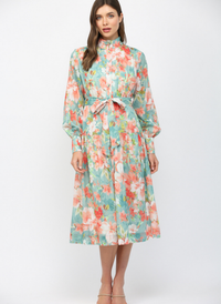 Elevated Floral Midi Shirt Dress