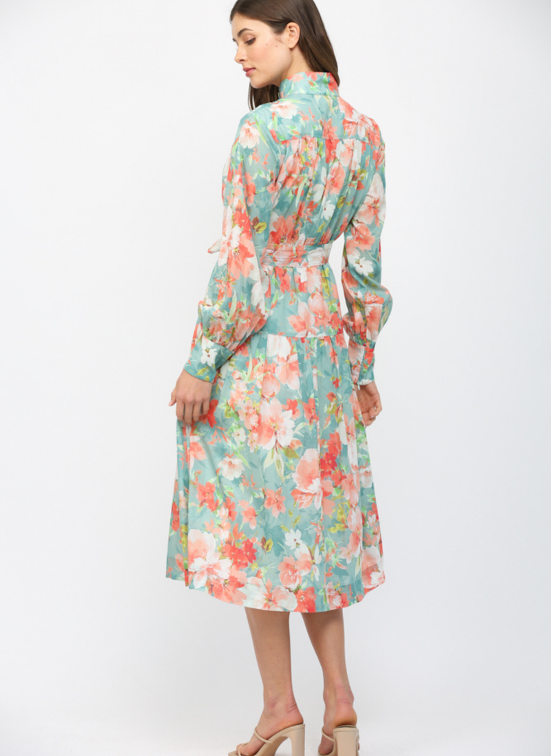 Elevated Floral Midi Shirt Dress