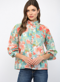 Elevated Floral Button Top