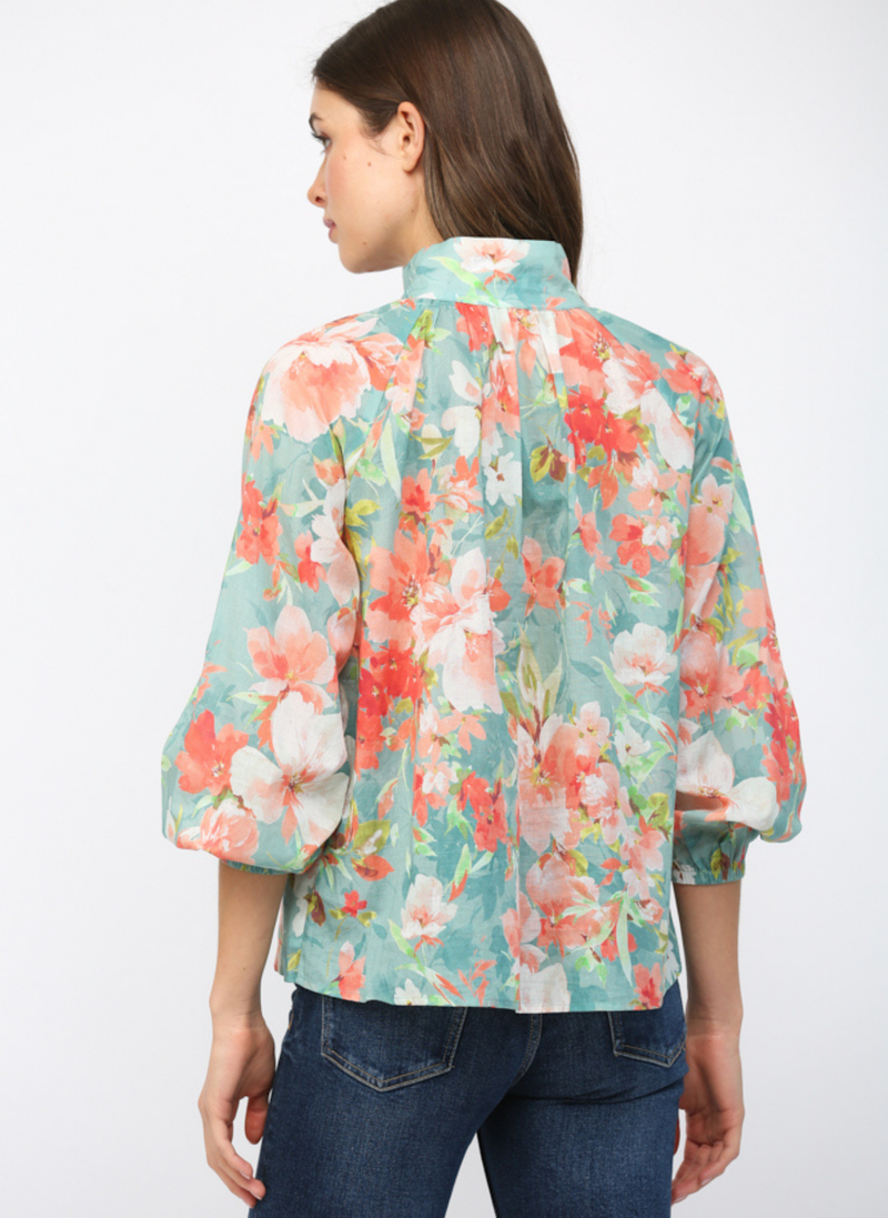 Elevated Floral Button Top