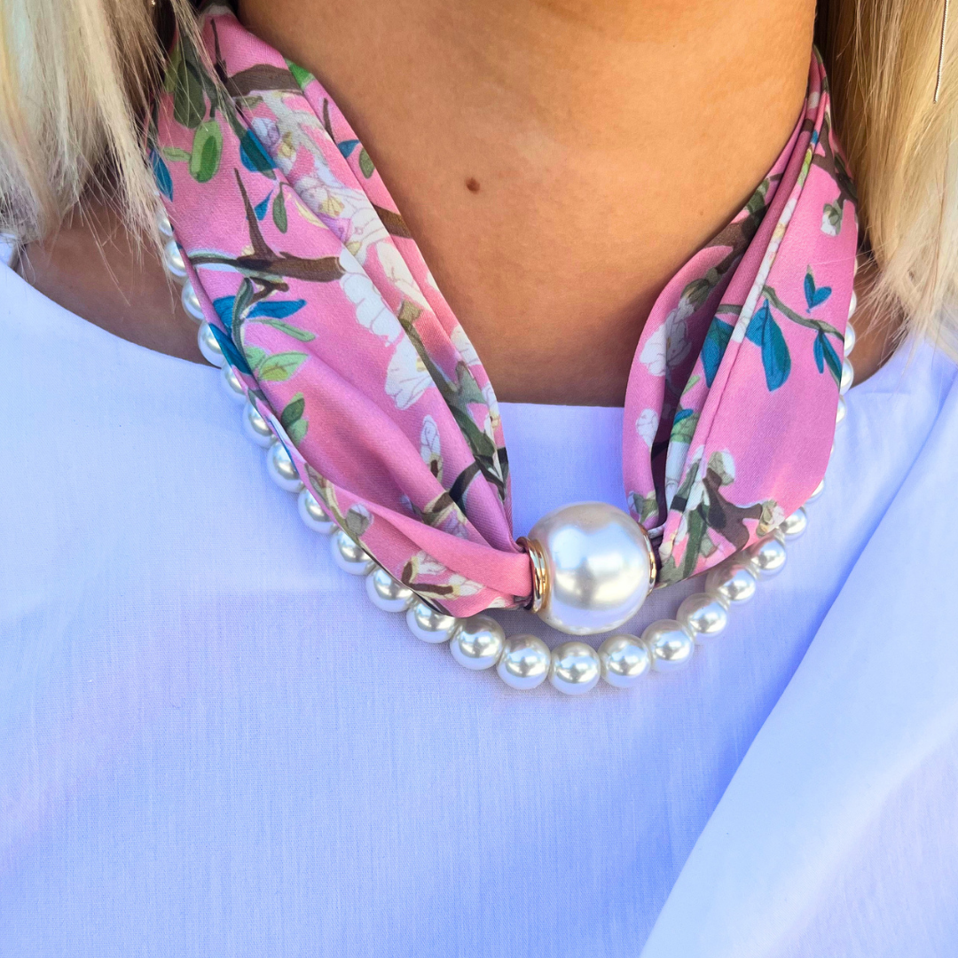 Pearl Strand Scarf Necklace Set