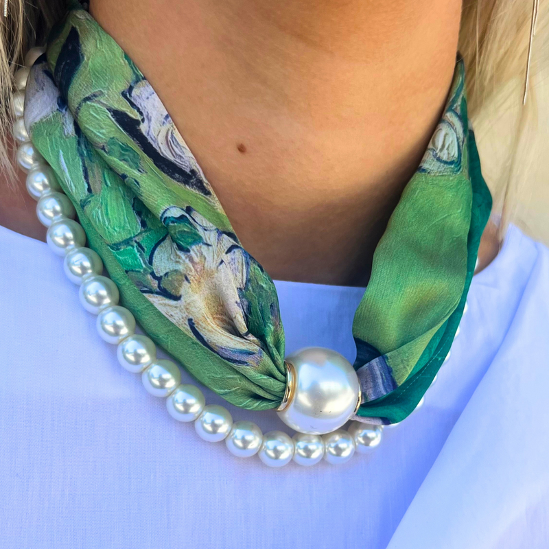 Pearl Strand Scarf Necklace Set