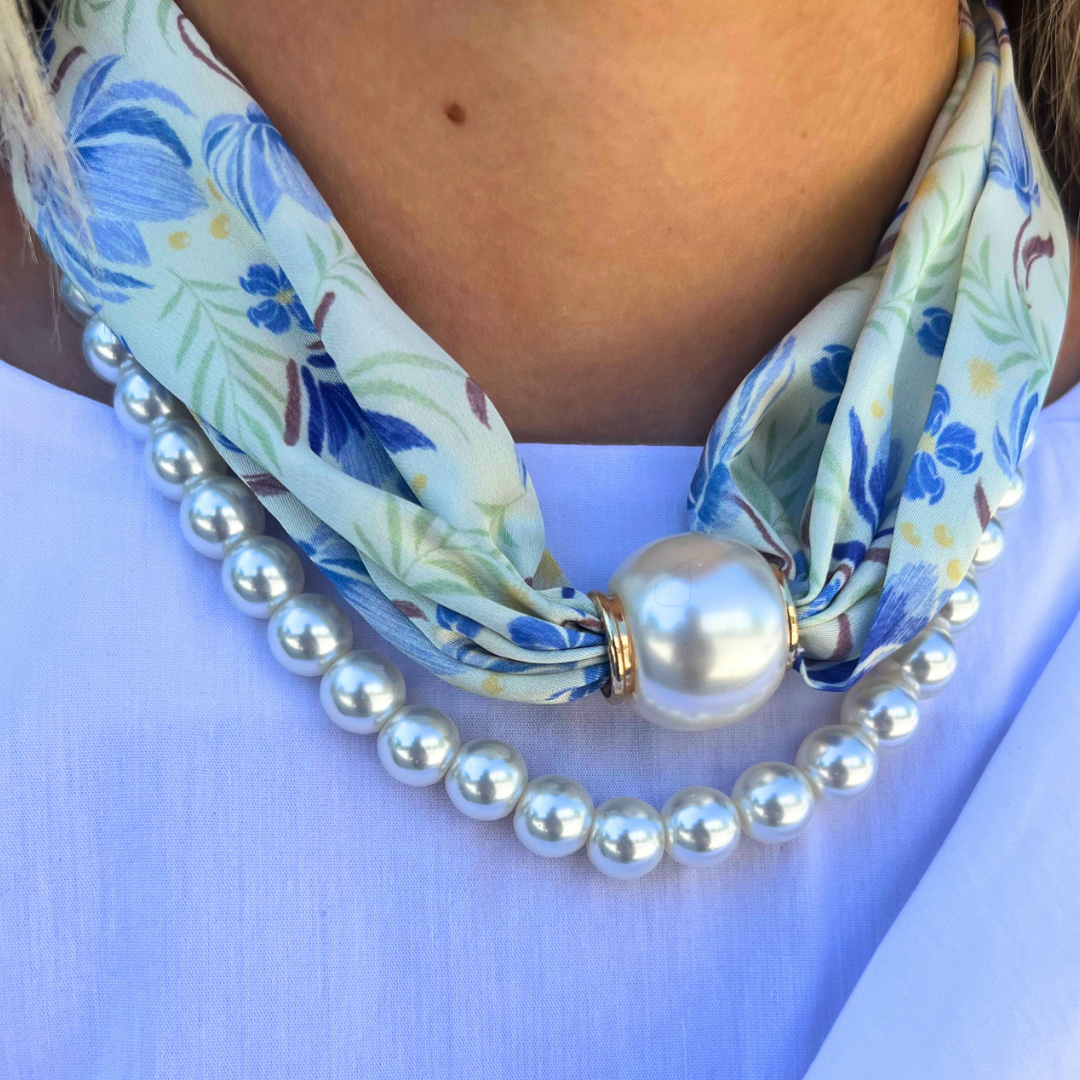 Pearl Strand Scarf Necklace Set
