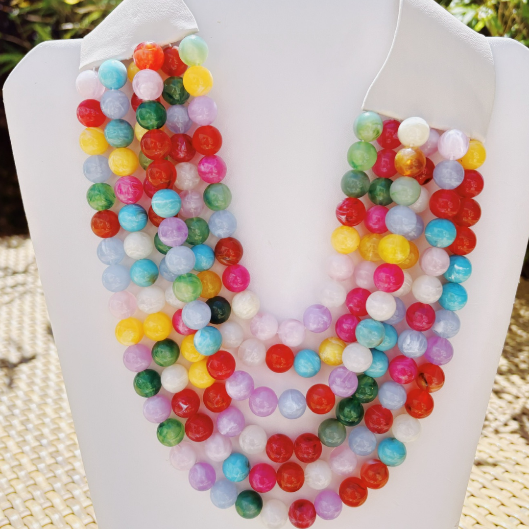 Smooth Agate Layered Bead Necklace