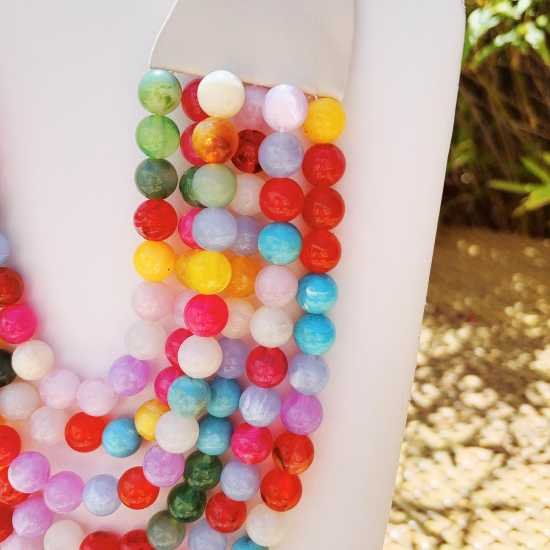 Smooth Agate Layered Bead Necklace