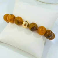 Gold Accent Marble Circle Bead Bracelet