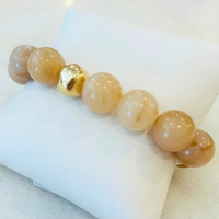 Gold Accent Marble Circle Bead Bracelet