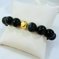 Gold Accent Marble Circle Bead Bracelet