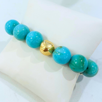 Gold Accent Marble Circle Bead Bracelet