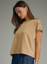 Gold Button Sleeve T-Shirt